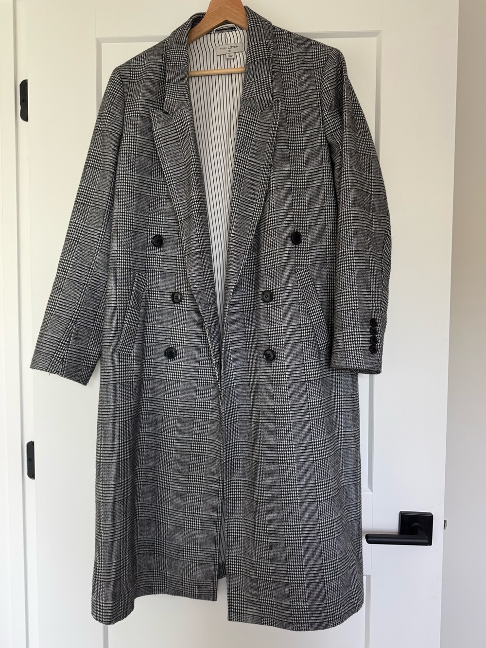 Nili Lotan x Target Plaid Double-Breasted Longline Overcoat in size Large.